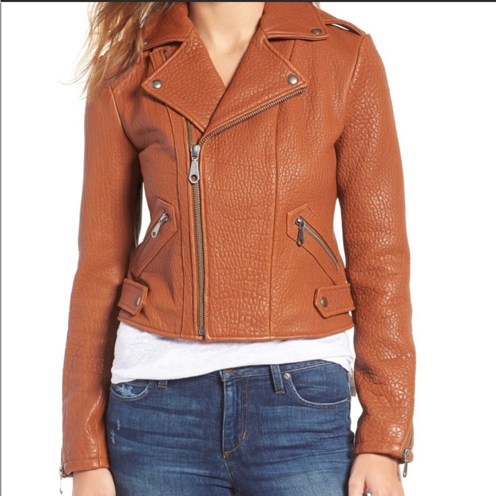 NWOT Rebecca Minkoff Camel/Tan Textured Leather Jacket XS